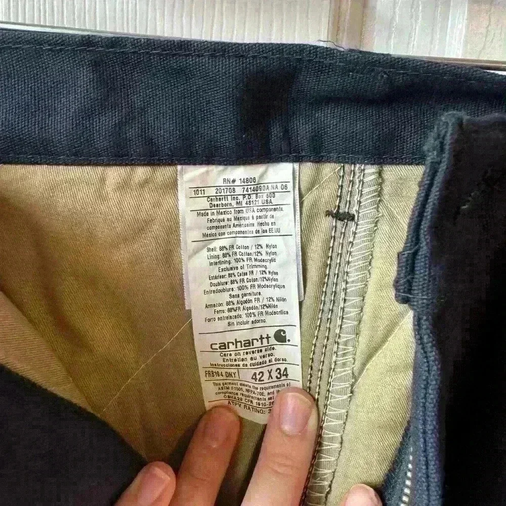 CARHARTT men’s fire retardant, flame resistant work pants size 42x34